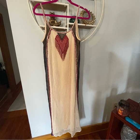 Zara Dresses Zara Womens Medium M Limited Edition Beaded Mesh Midi